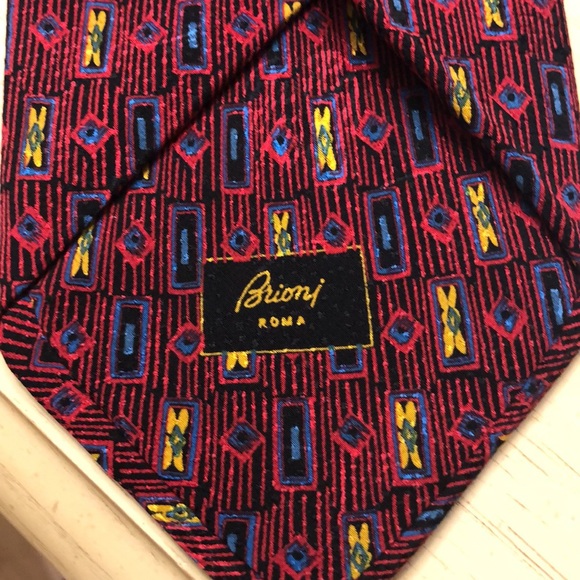 Brioni Tie/ Red Multi Print - Picture 2 of 6
